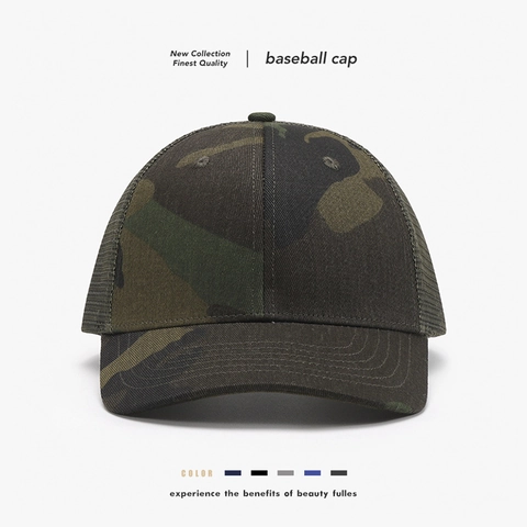 Camouflage Trucker Hat Men Breathable Mesh Baseball Cap Outdoor Sun Protection Adjustable Cotton Snapback Sports Casual