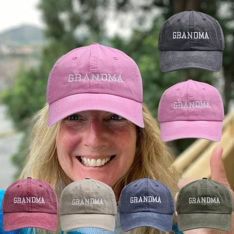 Washed Polyester Baseball Cap Grandma Grandpa Alphabet Embroidery Sun Protection Outdoor Vintage Adjustable Sports Hat