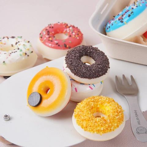 Simulation Mini Donut Model PU Artificial Fake Food Fridge Magnet Photography Prop Dessert Toy Home Decor