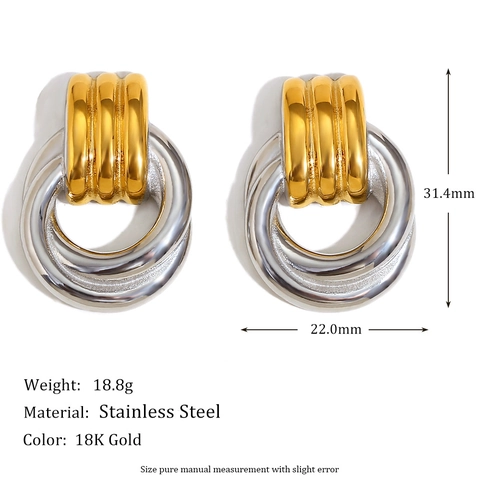 Geometrische Verflochtene Creolen 316L Edelstahl 18K Vergoldet Französischer Retro Nischenstil Für Damen Schmuck