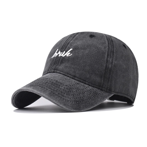 Casquette De Baseball En Coton Lavé Broderie Bruh Style Rétro Ajustable Chapeau De Soleil Pour Hommes Femmes
