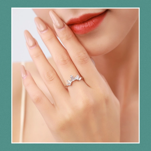 Kronenring 925 Sterlingsilber Baguette Zirkonia Mode Eleganter Schmuck Für Damen Zierliches Jubiläumsgeschenk