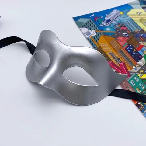 Masquerade Mask Half Face Plastic Ribbon Tie Costume Accessory For Halloween Carnival Party Cosplay Eyemask