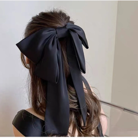 Grote Satijnen Strik Haarspeld Met Lange Linten Elegante Stoffen Haarklem Koreaanse Stijl Hoofddeksels Voor Dames