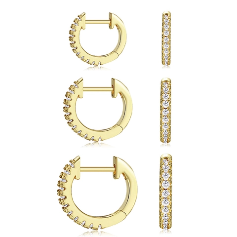 Fashion Hoop Earrings Copper 18K Gold Plated Cubic Zirconia Inlay Twisted Rope Huggies For Women Minimalist Jewelry