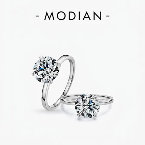 Anello In Argento Sterling 925 Con Zirconia Cubica Taglio Brillante Rotondo Castone Classico A Quattro Griffe Gioielli Sposa