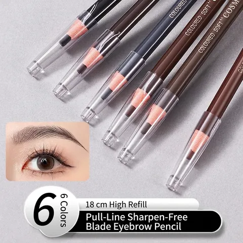 Pull Line Eyebrow Pencil Waterproof Long Lasting Professional Makeup Tool No Sharpening Natural Defined Precise Eye Art