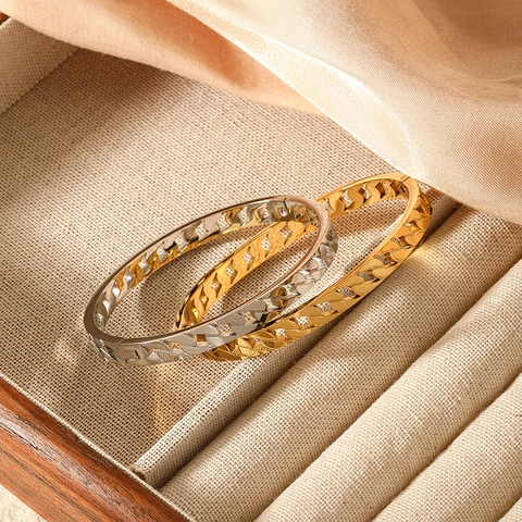 Hohlketten Armreif Edelstahl Poliert Minimalistisch Elegant Mode Schmuck Für Frauen
