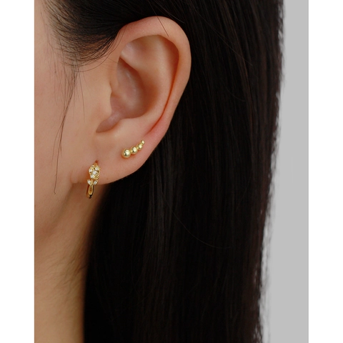 Orecchini A Lobo In Argento Sterling 925 Con Perle Tonde Graduate Gioielli Geometrici Minimalisti Da Donna