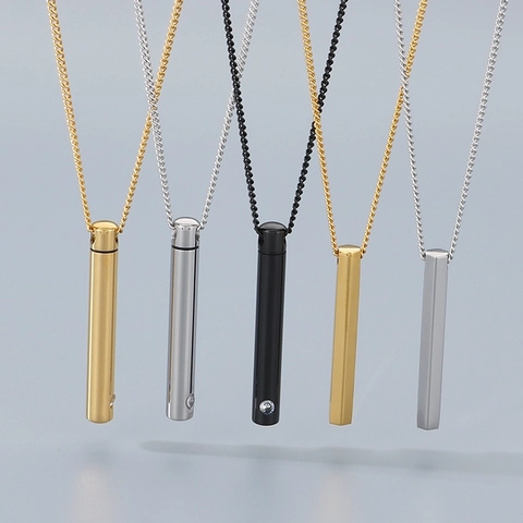 Ciondolo A Forma Di Bottiglia Di Profumo Con Strass Design Apribile Personalizzato Collana Unisex Popolare Gioielli In Acciaio Al Titanio Ig