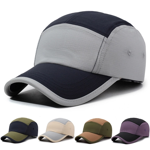 Unisex Farbblock Schnelltrocknend Baseballkappe Atmungsaktiv Sonnenschutz Outdoor 5-Panel Camper Hut Leicht Verstellbare Sportmütze