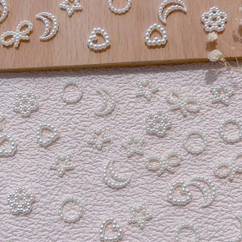 3D Resin Faux Artificial Pearl Nail Art Charms Heart Star Moon Bow Flower Shapes For DIY Manicure Decoration Versatile