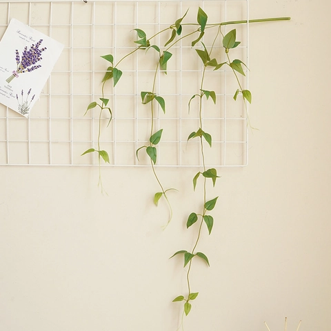 Artificial Clematis Vine Satin Hanging Plants Green Leaf Foliage Garland Home Wall Wedding Party Garden Decor Nordic Style