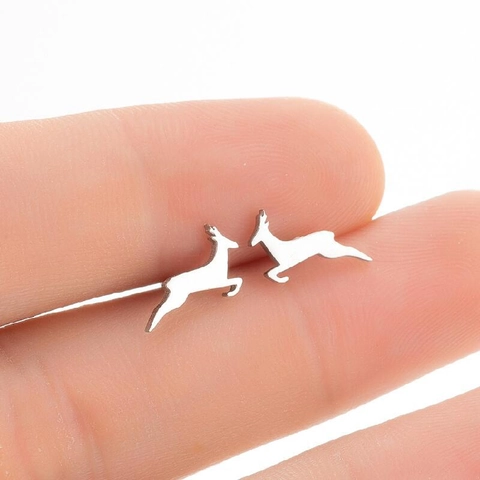 Stainless Steel Stud Earrings Christmas Reindeer Snowflake Halloween Ghost Pumpkin Bat Heart Gesture Minimalist Women Gift