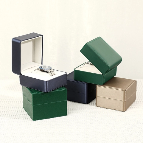 Business PU Leather Single Watch Display Case With Flannel Lining Protective Watch Storage Box Organizer For Gift Packaging