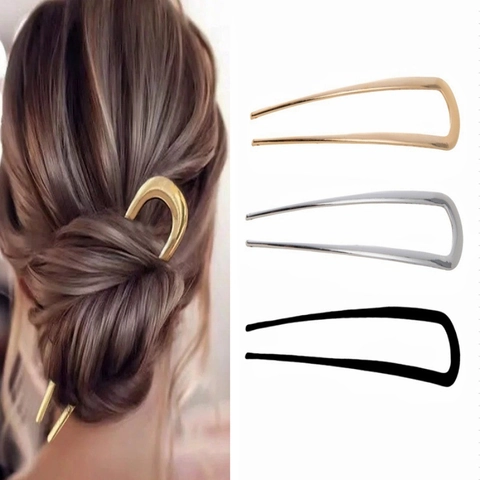 U-Vormige Metalen Haarstokjes Minimalistisch Glad Legering Haarvorken Voor Knot Styling Vrouwen Elegante Haaraccessoires