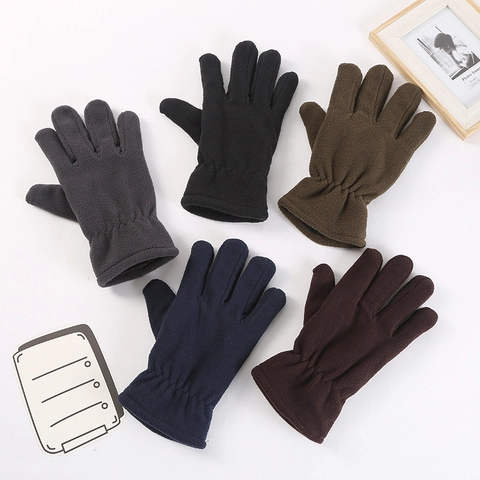Winter Warm Polar Fleece Gloves Windproof Coldproof Five Finger Gloves For Men Women Kids Outdoor Riding Sports Accessories