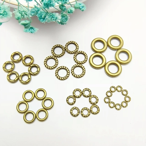 Retro Antique Bronze Alloy Spacer Beads Hammered Texture Round Ring Connectors For DIY Jewelry Making Necklaces Bracelets