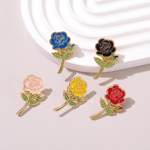 Elegante Broche de Flor de Rosa Para Mujer Metal Esmalte Alfiler Insignia Boda Día de San Valentín Joyería Accesorio Regalo Para Hombre Mujer