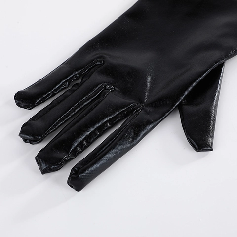 Damen Sexy Metallic Kunstleder Lange Handschuhe Glänzende Beschichtete Cosplay Performance Party Kleidung Wet Look Tanzhandschuhe