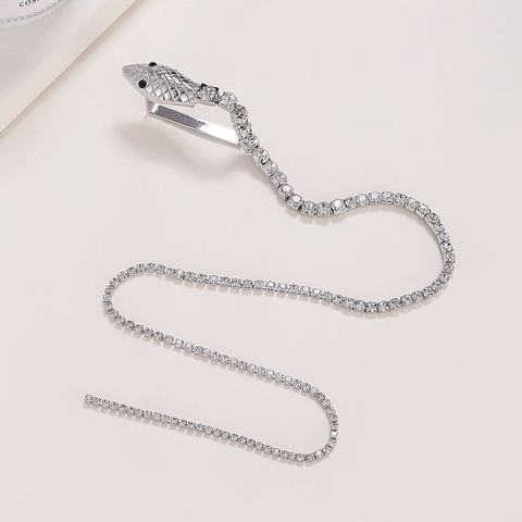 Cadena para Cabello de Serpiente de Aleación de Lujo Ear Cuff Borla de Cristal Accesorios para el Cabello para Mujer Fiesta