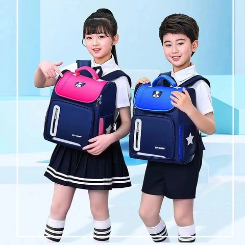 Kids School Backpack Waterproof Polyester Lightweight Ergonomic Reflective Cartoon Bear For Primary Students Boys Girls