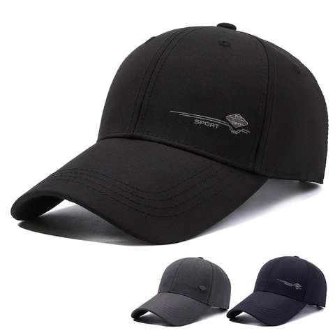 Men Baseball Cap Extended Brim Polyester Outdoor Sunshade Adjustable Sport Peaked Hat Minimalist Casual Fishing