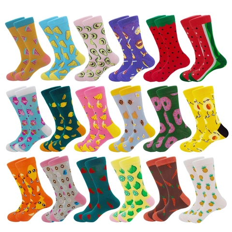 Women Crew Socks Cotton Blend Breathable Fruit Animal Print Novelty Artistic Colorful Mid Calf Socks Everyday Wear