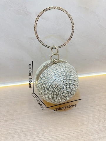 Sphere Ball Abendtasche Strassbesetzte PVC Luxus Party Clutch Mit Metallringgriff Und Abnehmbarer Kette Für Damen