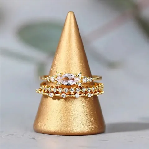 Luxuriöse Vergoldete Kupfer Fingerringe Mit Marquise Zirkonia Elegante Pave Kristall Schmuck Für Damen Täglicher Gebrauch