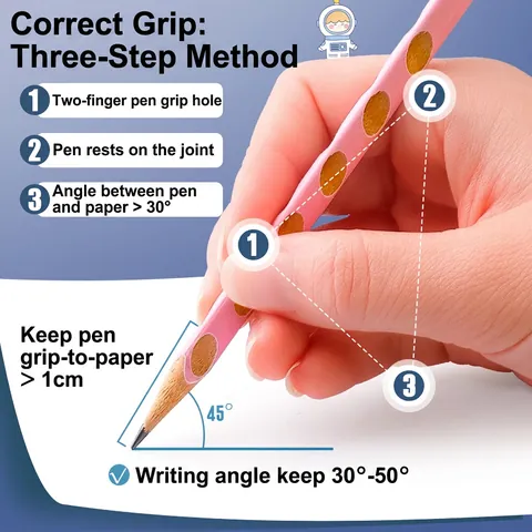 Wood Pencils Posture Correction Hole Design Triangle Barrel HB 2B Graphite Kids Students Eraser Top School Supplies
