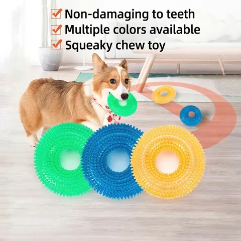 Piepend Hondenkauwspeelgoed Met Stekelring TPR Rubber Gebitsreiniging Interactief Spel Verveling Verlichting Voor Honden
