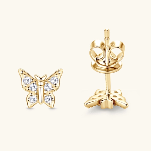 S925 Sterling Silver Moissanite Butterfly Stud Earrings For Women Korean Style Gold Silver Plated Elegant D Color VVS1 Jewelry