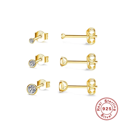 Orecchini A Lobo Tondi In Zirconia Con Perno In Argento Sterling 925 Per Donne Gioielli Geometrici Di Moda