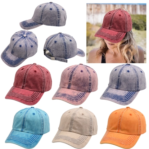 Gorra De Béisbol De Algodón Lavado Vintage Color Sólido Desgastado Sombrero De Sol Con Hebilla Ajustable Para Hombre Mujer