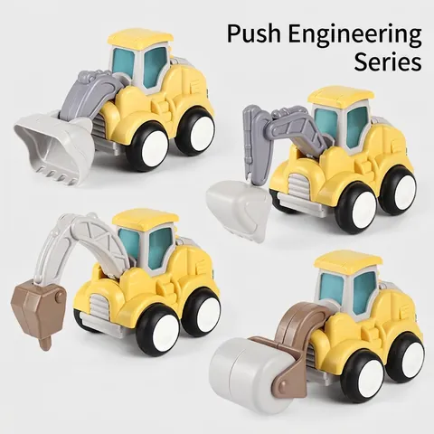 Giocattolo Veicolo Da Cantiere Trazione A Pressione Plastica ABS Escavatore Bulldozer Rullo Per Bambini Piccoli