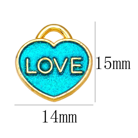Hart Charms Legering Glitter Emaille Liefde Letter Pendants Voor DIY Sieraden Maken Oorbellen Sleutelhanger