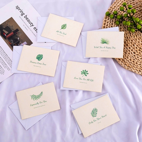 Minimalist Botanical Leaf Print Greeting Card With Envelope Textured Paper Message Card For Business Birthday Gift