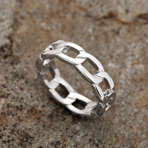 Minimalist Cuban Chain Link Ring High Polished Copper Industrial Punk Style Fashion Accessory For Women And Men