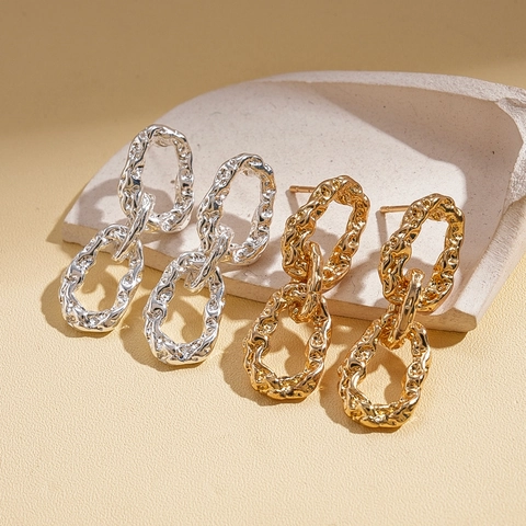 Ovale Ineinandergreifende Gliederohrringe Legierung Mit 925 Sterling Silber Ohrstecker Minimalistische Geometrische Schmuck Für Damen