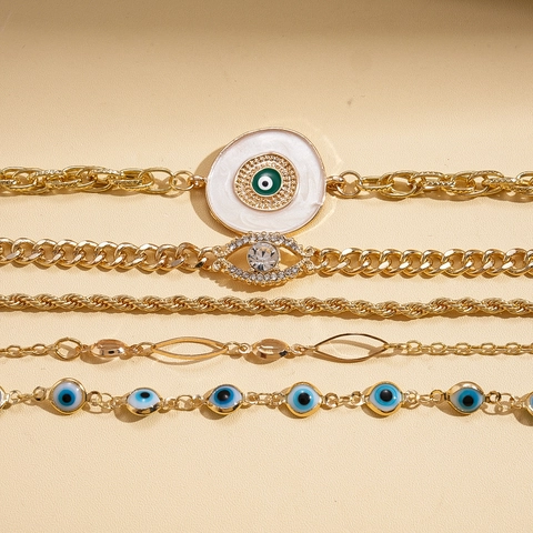 Evil Eye Nazar Armbanden Legering Verguld Emaille Strass Boheems Etnisch Geometrisch Mode Sieraden Voor Dames