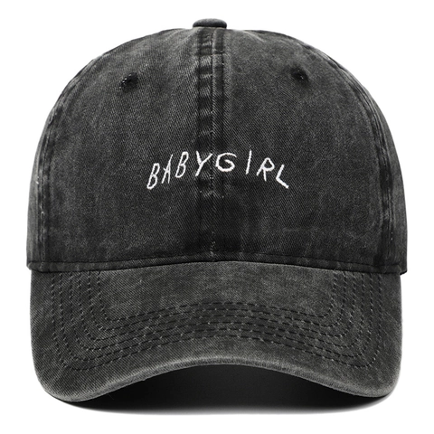Casquette Baseball Brodée Babygirl Coton Lavé Rétro Distressed Ajustable Sport Chapeau Soleil Femmes Hommes