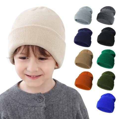 Baby Winter Knit Beanie Hat Acrylic Soft Warm Ribbed Pullover Skull Cap For Infants Toddlers Boys Girls Outdoor Daily