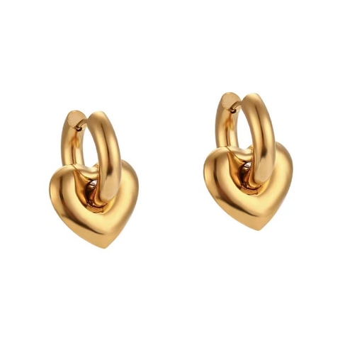 Orecchini A Cerchio In Acciaio Inossidabile Placcato Oro 18K Con Ciondoli A Cuore Stella Luna Gioielli Alla Moda Per Donna