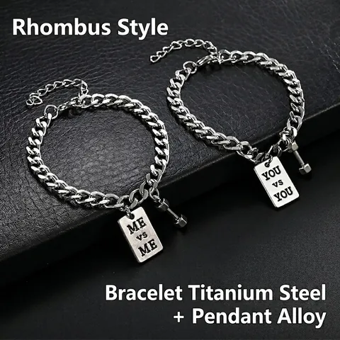 Halter Hanger Armband Titaniumstaal Cubaanse Schakelketting Legering Motiverende Tekst Tag Hip Hop Fitness Sieraad Voor Mannen