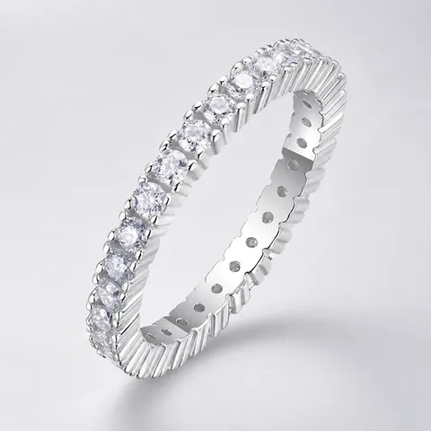 Moissanit Eternity Ring 925 Sterling Silber Full Pavé D Farbe 3EX Schliff Funkelnder Eleganter Hochzeitsschmuck Für Damen