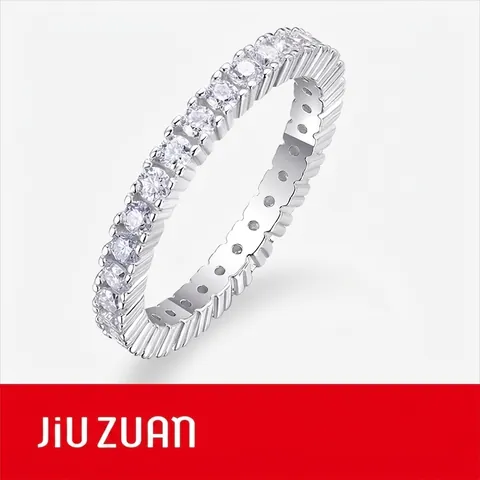 Moissanit Eternity Ring 925 Sterling Silber Full Pavé D Farbe 3EX Schliff Funkelnder Eleganter Hochzeitsschmuck Für Damen