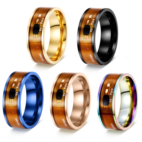 Anillo Intelligente NFC Acciaio Inossidabile Chip NTAG213 Anello Da Dito Con Motivo Di Circuito Stampato Gioielli Tech Uomo Donna