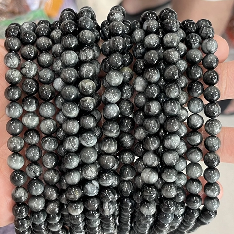 Natürliche Falkenauge Stein Lose Runde Perlen Chatoyant Polierte Edelstein Für DIY Schmuckherstellung Armband Komponenten