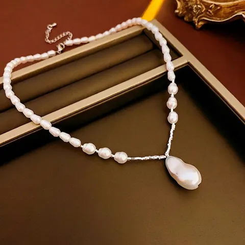 Collana Di Künstliche Perle Barocche Con Pendente A Goccia Irregolare Elegante Girocollo In Künstliche Perle Di Imitazione Per Donna Accessorio Di Moda Di Lusso